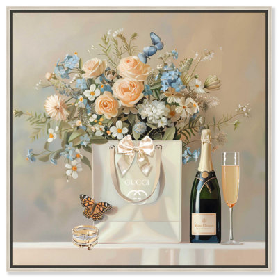 Jewelry and Bow Shopping Bag Canvas Print Fashion Floral Art by Art Remedy
