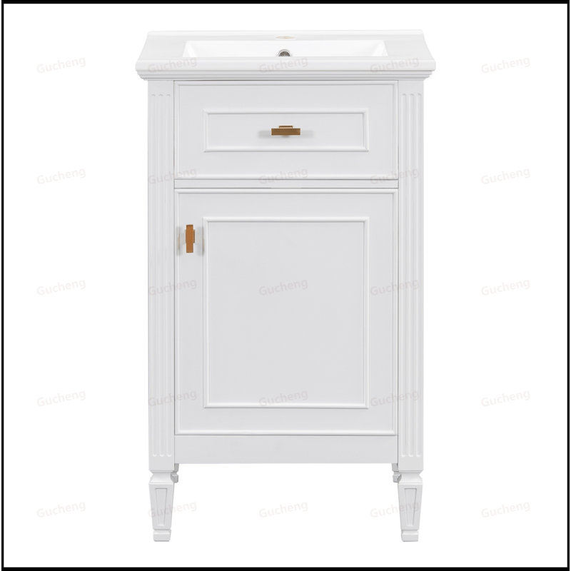 20" Small Adjustable Shelf Bathroom Vanity With Sink, White
