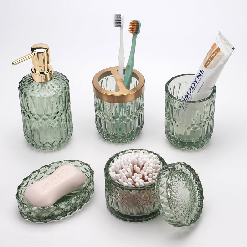 Bathroom Accessory Set, Green
