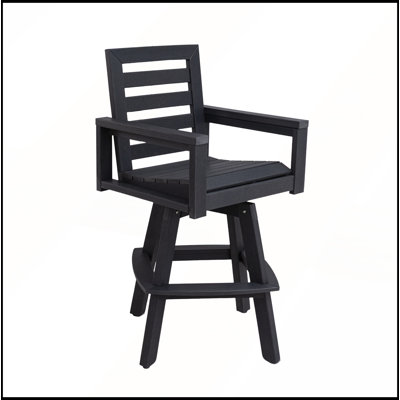 Carbon HDPE Patio Chair with 360° Swivel & Ladderback for Deck, Porch, Poolside