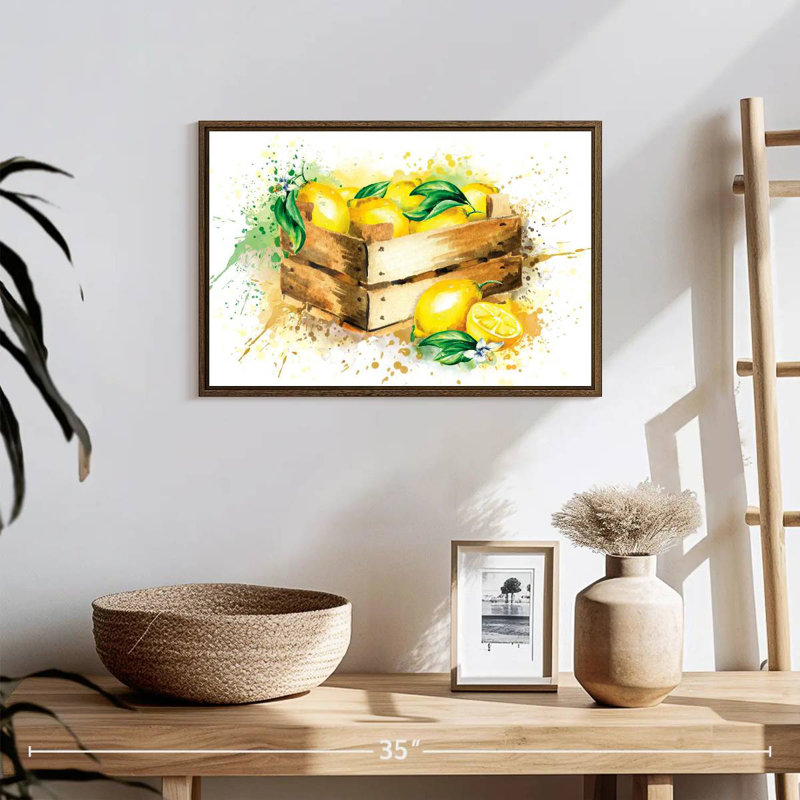 Récolte de citronnelle, 19 po x 13 po, Cadre flottant noyer