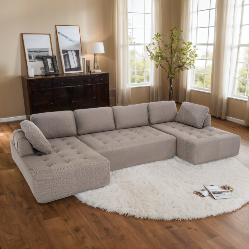 Canapé modulaire surdimensionné en forme de U de Boneless, Polyester gris