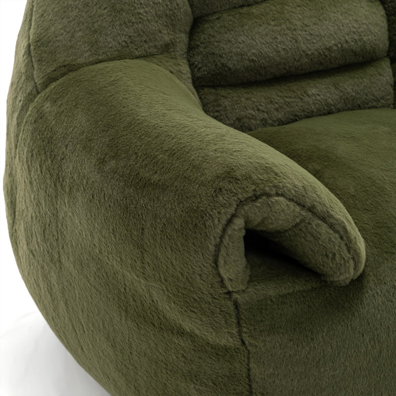 Fauteuil à billes avec accoudoirs de rangement Compress, Velours vert, No