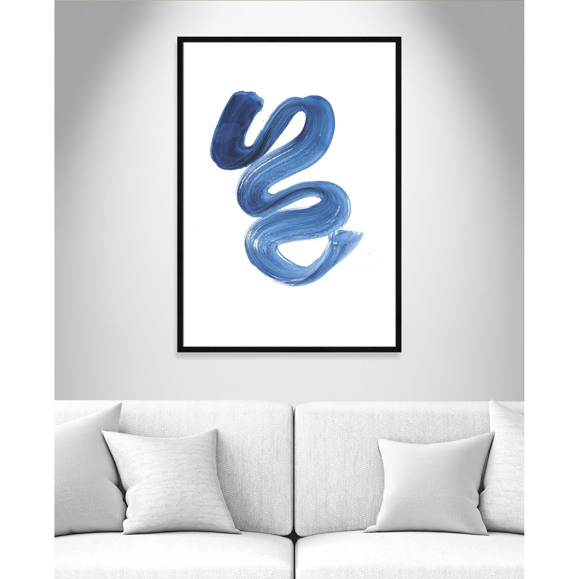 Slinky Indigo II by Filippo Ioco  - Painting Print, Black Wood Framed Paper, 41.5" H x 29.5" W x 0.75" D