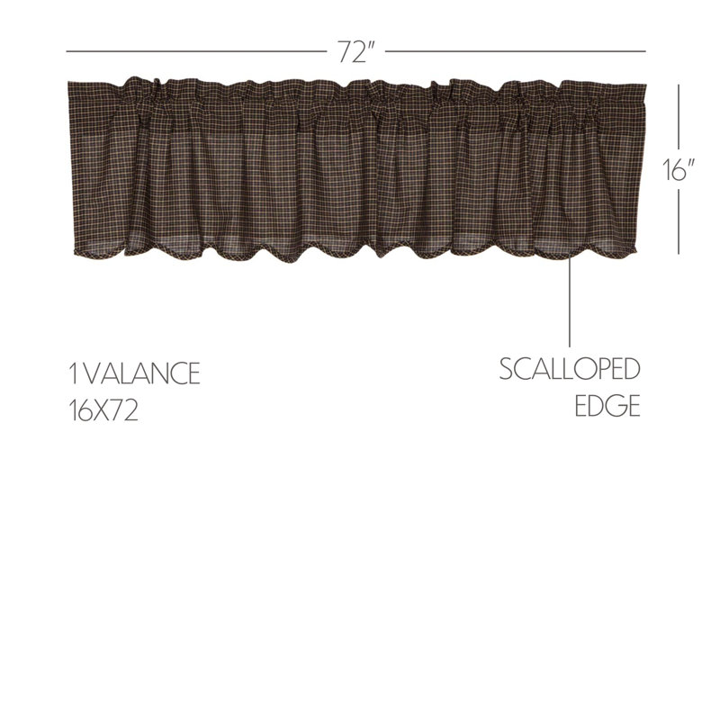 Kettle Grove Cotton Plaid Scalloped Window Valance, 72" W x 16" L
