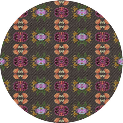 Tapis noir/violet tissé à la machine
