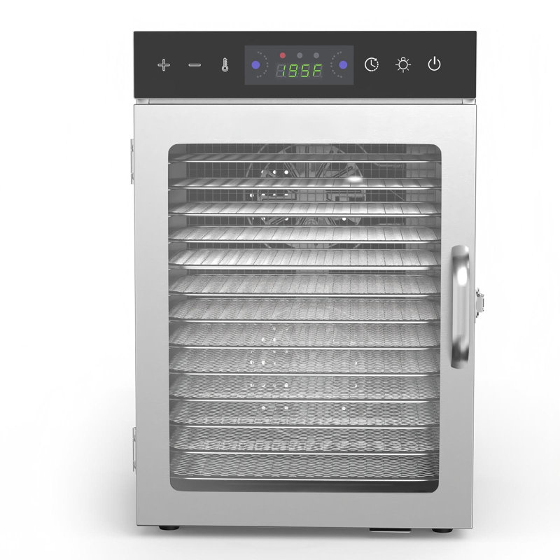 Déshydrateur d'aliments 14 plateaux avec plateaux en acier inoxydable, double flux d'air à 360 °, contrôle numérique de la température et minuterie 24H, déshydrateur électrique silencieux pour les fruits secs, les légumes, les herbes et les friandises pour animaux de compagnie