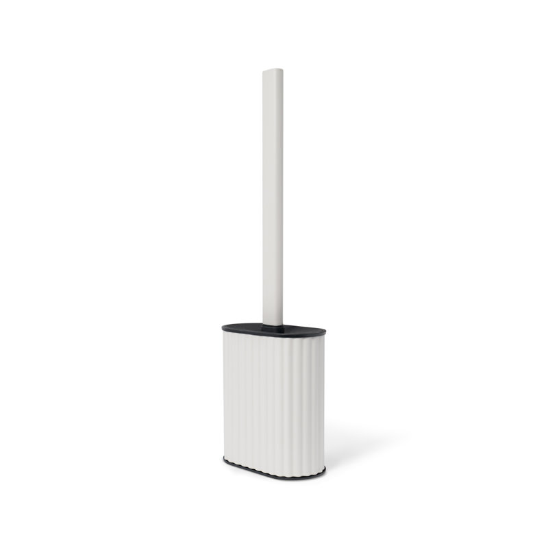 Porte-brosse de toilette en métal avec base lestée et poils en silicone 16 po Moorefield, Blanc