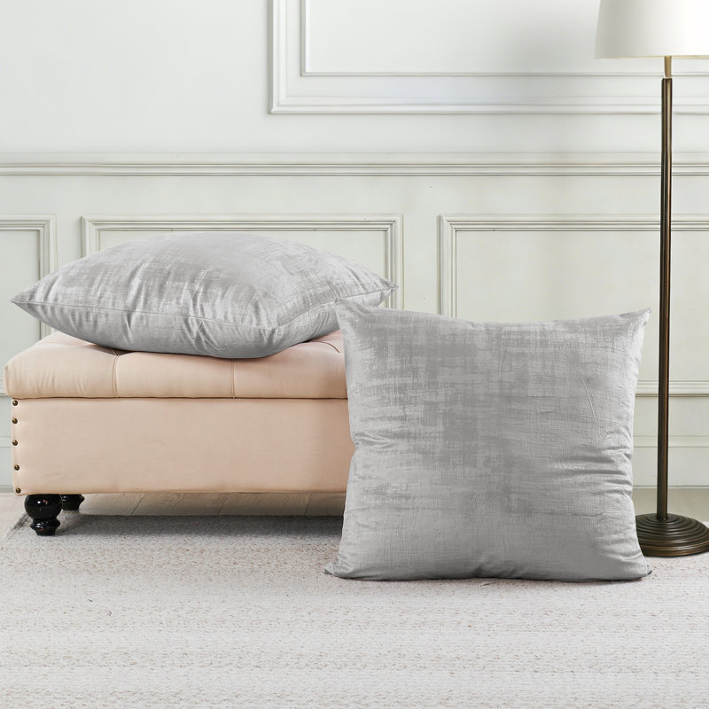 Housse de coussin réversible en velours texturé Euro, Gris clocher