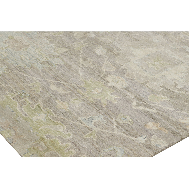Rug & Kilim’S Oushak Style Rug In Beige And Green With Floral Patterns