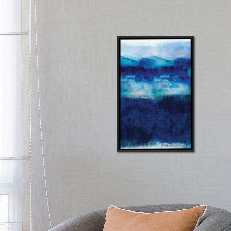 «Indigo Dawn», impression sur toile, H 26 po x l 18 po x P 1,5 po, Toile encadrée noire, Pas de tapis