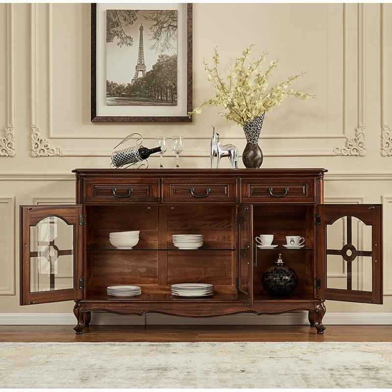 Buffet en noyer et verre de style américain