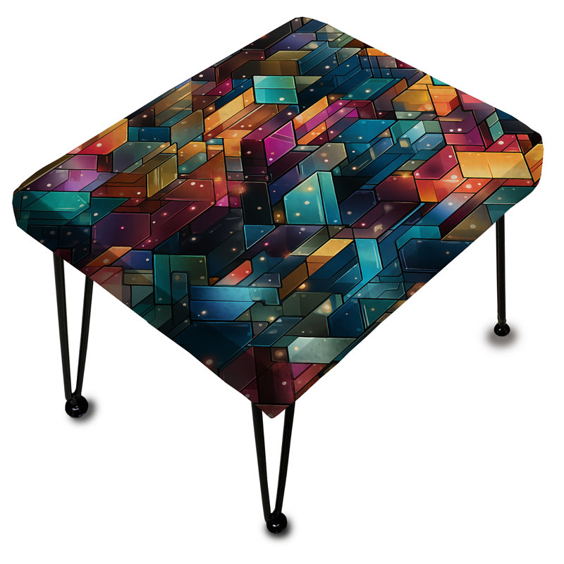Colorful Retro Futurism Fuse - Geometric Rectangle Ottoman