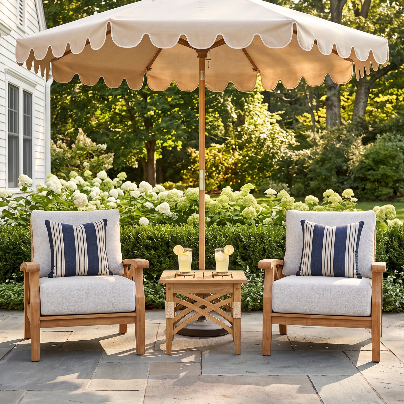 Cotesfield Teak Outdoor Seating Group, Tan Performance Basketweave