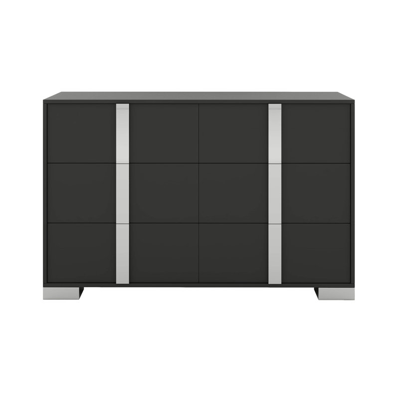 Commode pour chambre à coucher avec 6 tiroirs, commode en bois de ferme, armoire de rangement en miroir avec pied en métal