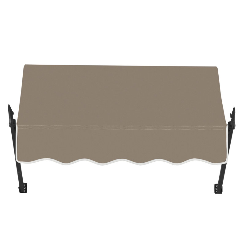 Auvent fixe en acrylique avec accoudoirs en fer Awntech New Orleans, H 24 po x l 100,5 po x P 16 po, Taupe