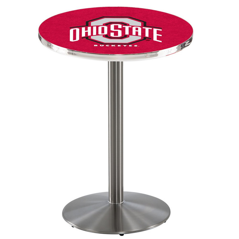 Round Metal Base Dining Table, Stainless Steel, Ohio State University