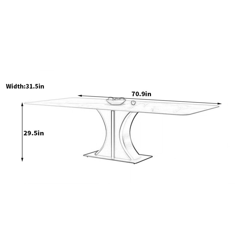 Table de roche en acier inoxydable, H 29,5 po x L 70,9 po x l 31,5 po