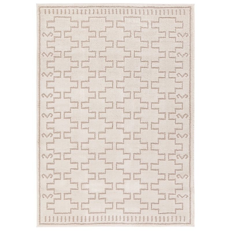 Tapis ivoire / beige Meret Trellis, Tapis de couloir 2 pi 5 po x 10 pi