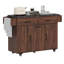 Îlot de cuisine avec compartiment de rangement, poubelle basculante, abattant, tablette réglable, porte-épices, armoire en noyer à 9 étagères -