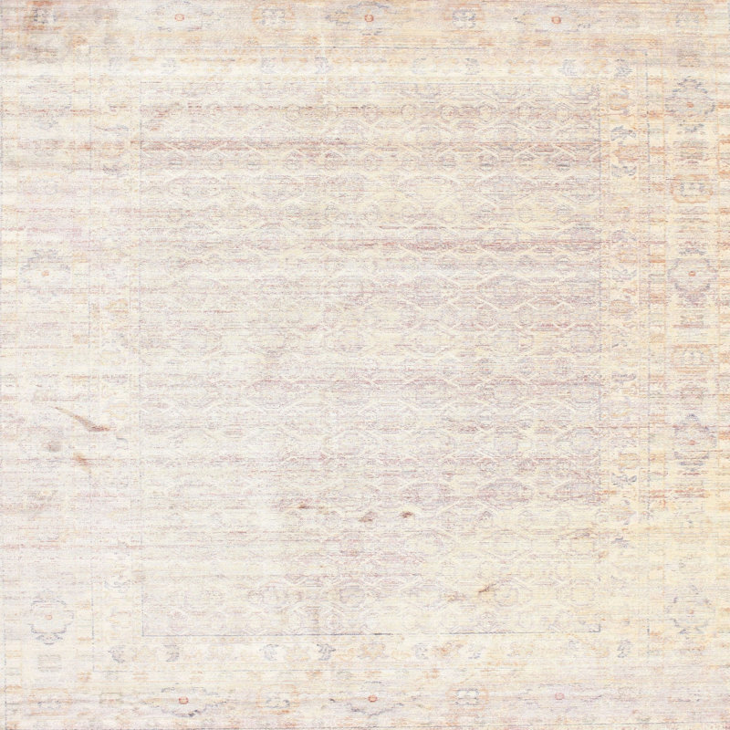 Tapis abstrait crème, Carré 7 pi