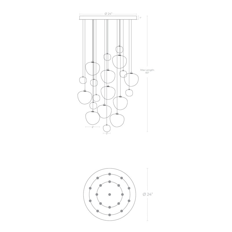 Voyage Twigs 19 Pendant Lights, 60" H x 26" W x 26" D, Black