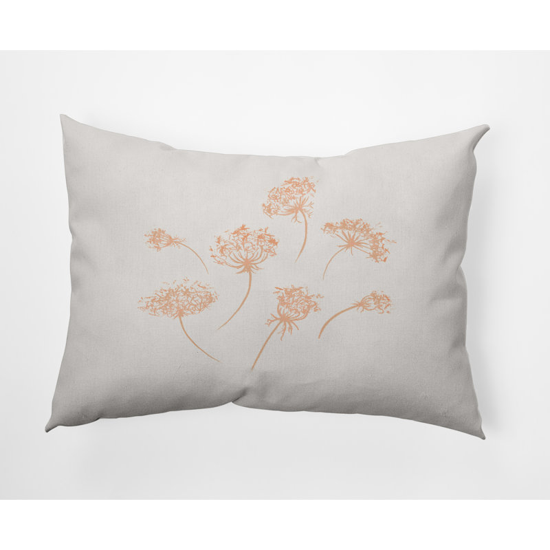 Floral Outdoor Reversible Throw Pillow, Orange
