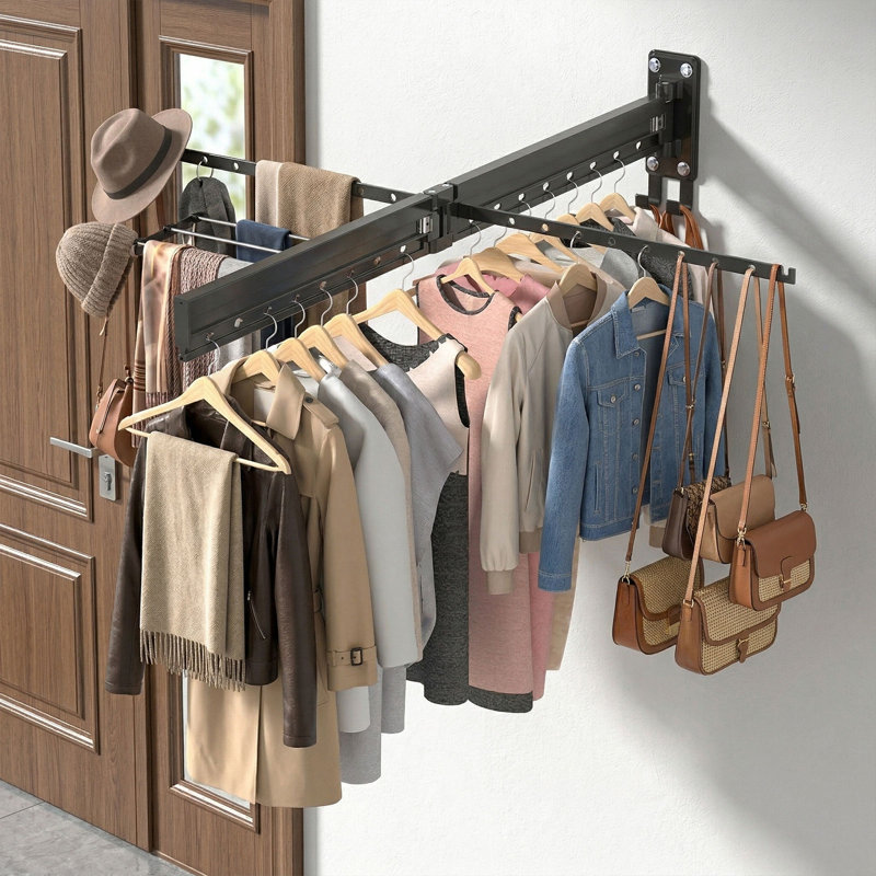 Séchoir à linge mural pliable, H 7,09 po x l 44,29 po x P 3,15 po