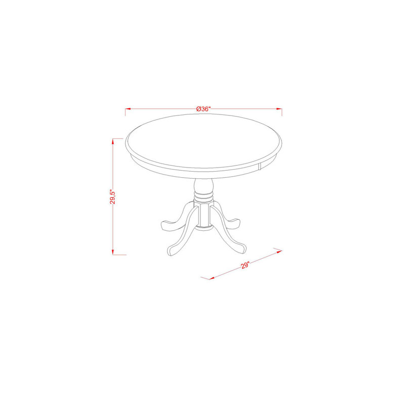 5-Piece Round Black Finish Solid Wood Top Dining table with 4 Chairs with Lattice Back, Black/Brown