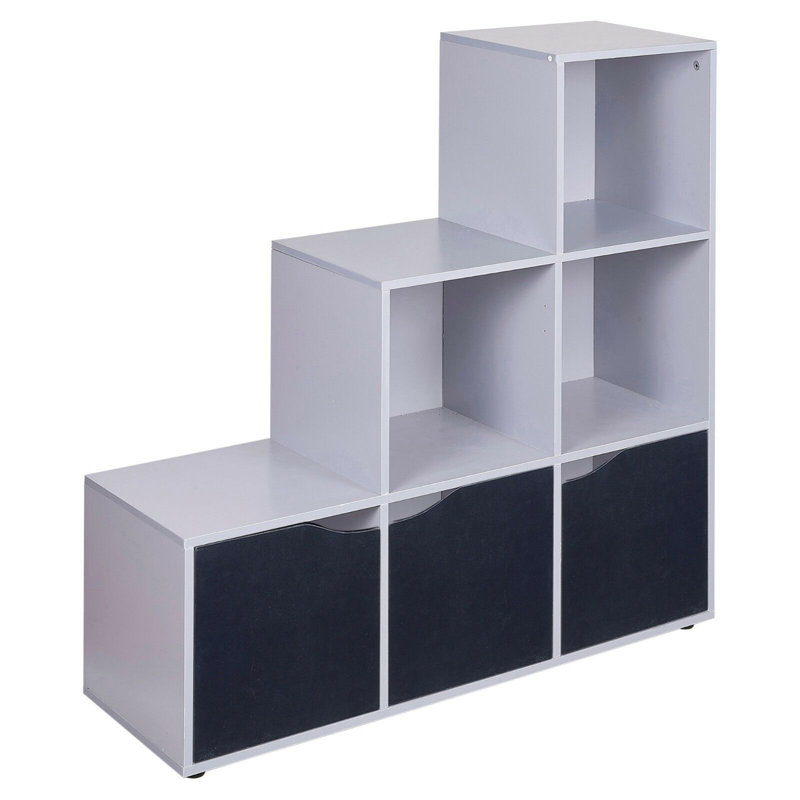 Ernest-Lee 90.5cm H x 89cm W Step Bookcase, Grey