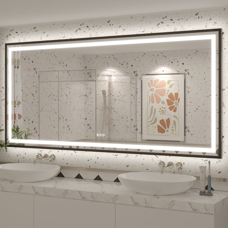 Miroir de salle de bain Molly Framelss, 77 po x 36 po, Noir