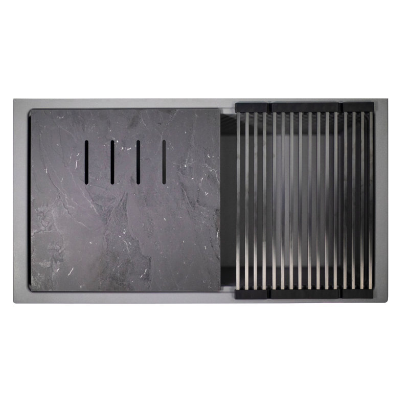 Plymouth 33.75'' L Single Basin Kitchen Sink, Titanium Gray