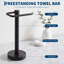 Porte-serviettes autoportant en acier inoxydable avec base stable et anneau ouvert, noir mat, pour salle de bain et cuisine