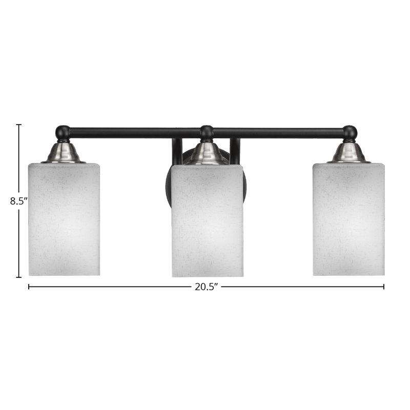 Michell 3-Light Bath Bar, Matte Black/Brushed Nickel, White Muslin