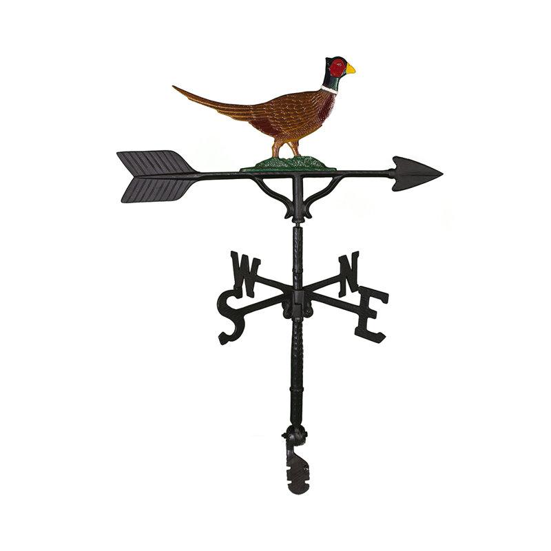 Natural Aluminum Pheasant Weathervane with Arrow Blade, 32 Inches
