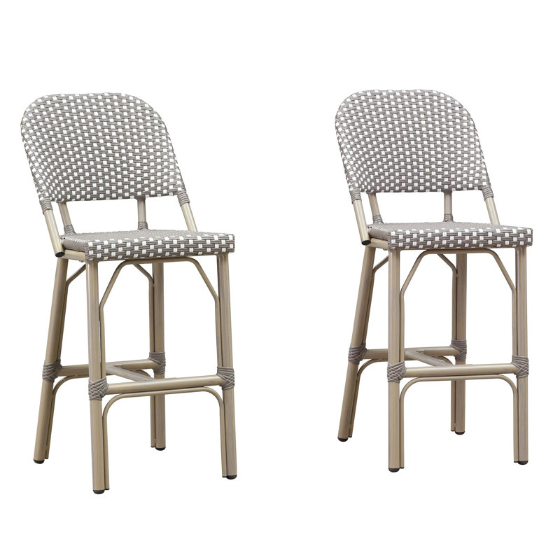  Ensemble de 2 tabourets de bar d'extérieur à hauteur française, Gris, Gris
