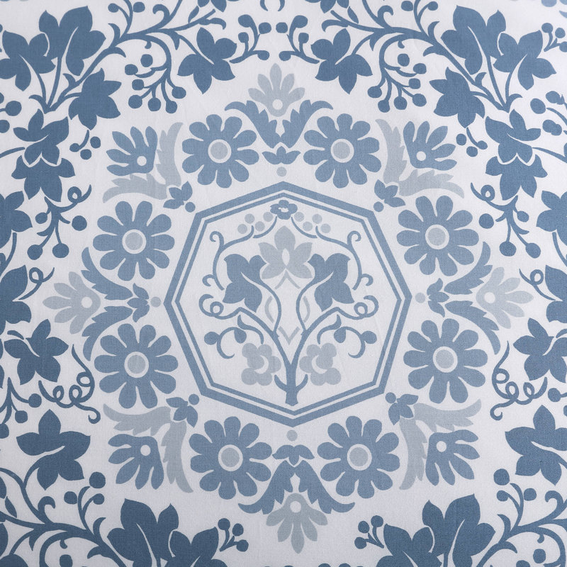King White and Blue Cotton Reversible Comforter Set