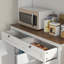Armoire de rangement pour garde-manger de 71 po de hauteur avec support pour micro-ondes, buffet autoportant avec huche, 2 tiroirs, 5 portes, tablettes réglables et portes en verre pour la cuisine, la salle à manger