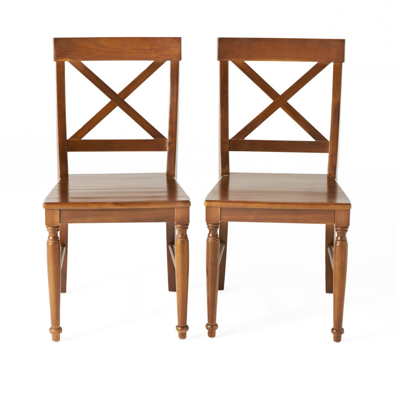 Liza 17.91'' H Acacia Solid Wood Side Chair, Dark Oak