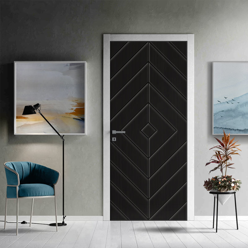 Porte standard à panneaux en bois, 24 po x 80 po, Noir anthracite
