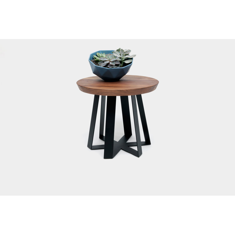 ARS Solid Wood End Table, Black, Walnut