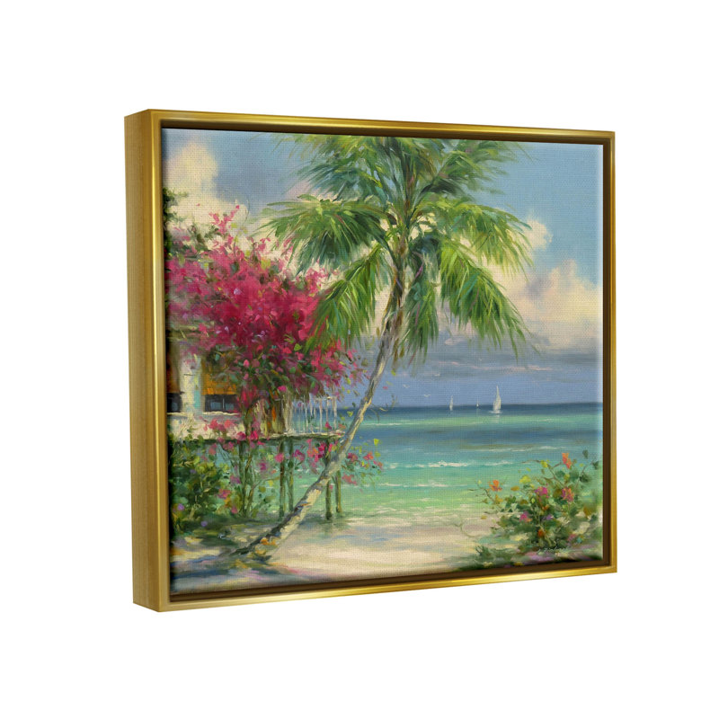 Floral Floral Summer Summer Resort - cadre flottant, peinture sur toile, H 25 po x l 31 po x P 1,7 po