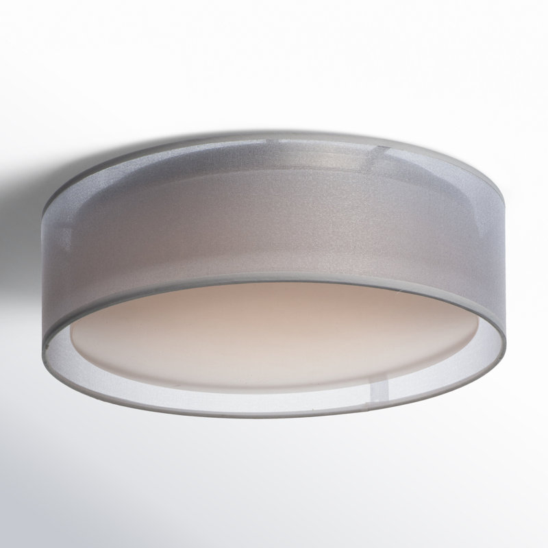 Jessalyn LED Flush Mount, 5.5" H x 16" W x 16" D, White Organza