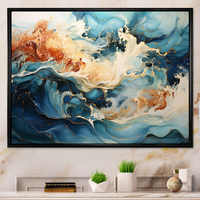 " Liquid Blue And Gold Ocean Storm I "