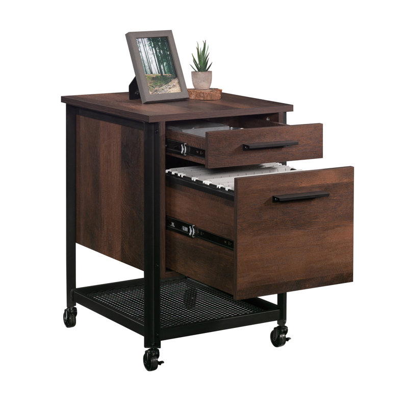 Pedestal File Cabinet with Large Drawers, Antique Dark Oak finish