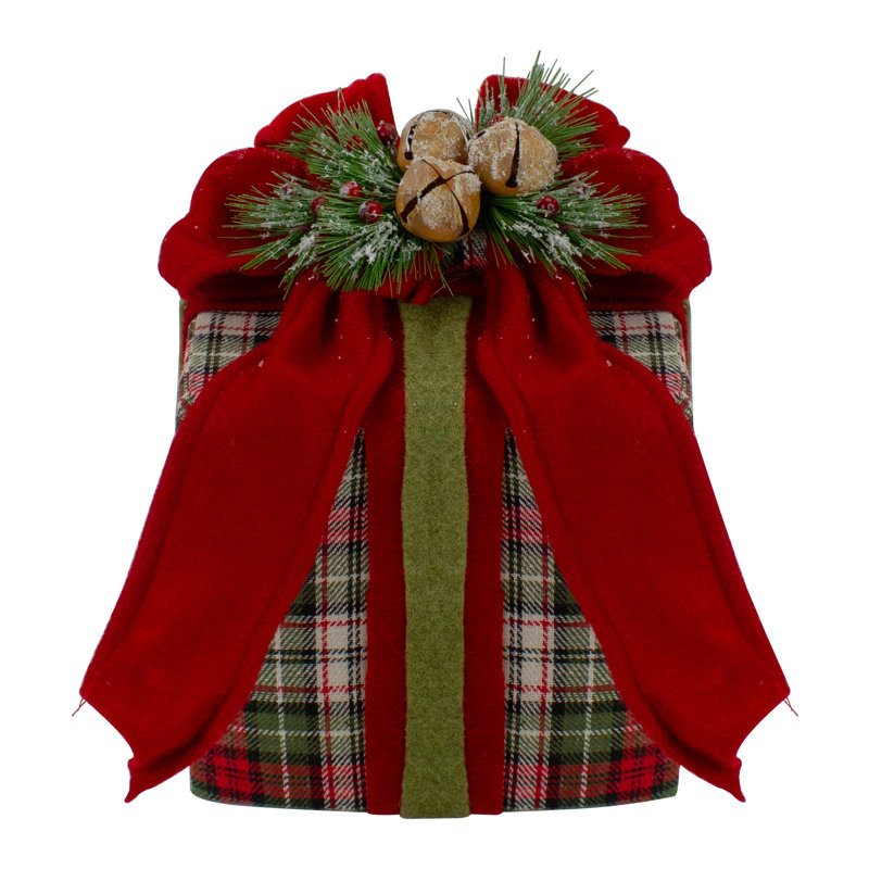 Décoration de Noël à motif écossais rouge et vert 9 "avec nœud