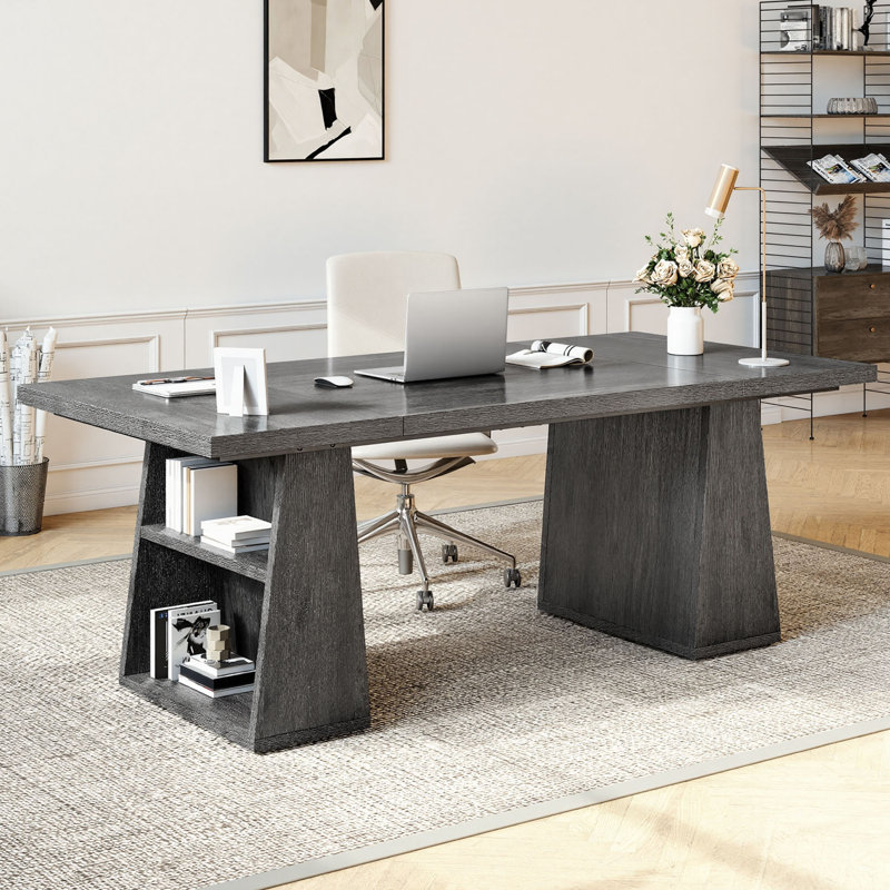  63'' Executive Desk With Pedestal Shelves