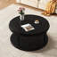 Table basse ronde en bois massif de 31,5 po pour le salon, bureau en bois rustique à 2 niveaux avec tablette de rangement, mobilier de maison moderne (noir)