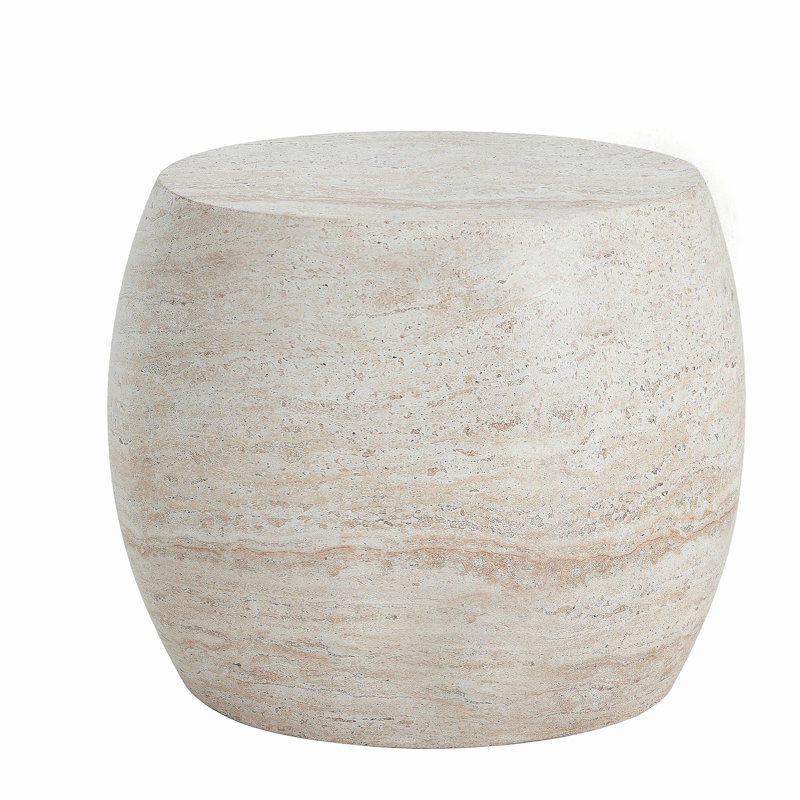 Table d'appoint extérieure / intérieure en béton léger, table d'appoint ovale en travertin