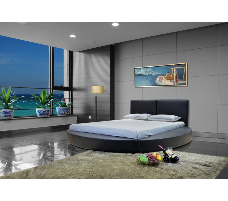 Lura Upholstered Platform Bed, Black, King